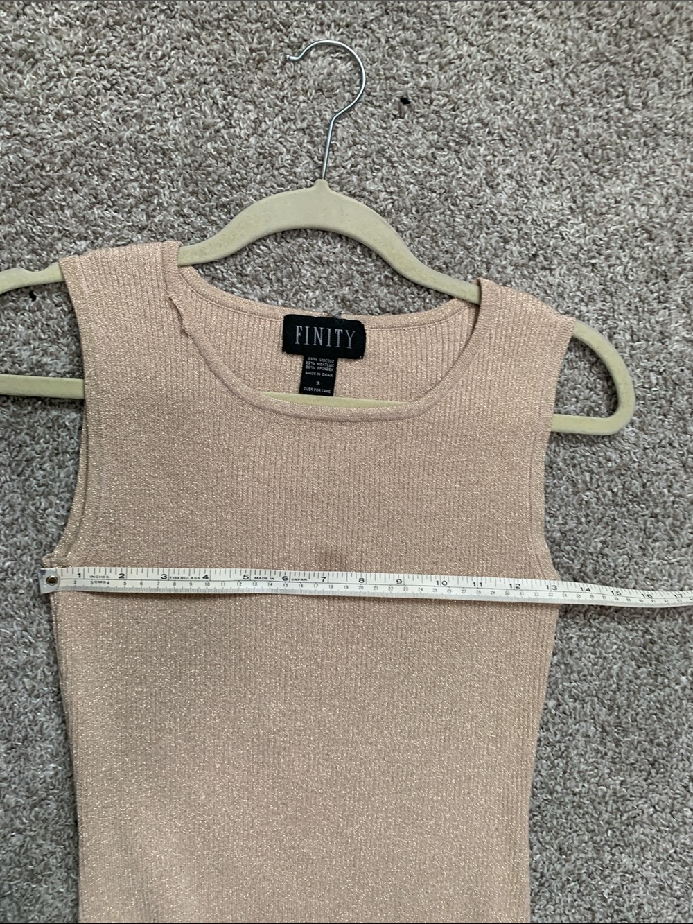 Y2K Finity Metallic Beige Ribbed Tank Top - Picture 6 of 6